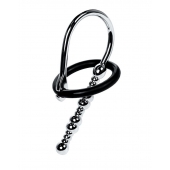 Серебристый уретральный плаг-бусины TOYFA Metal с мягким фиксириющим кольцом - ToyFa - купить с доставкой в Липецке