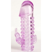 Закрытая фиолетовая насадка с 2 отростками - 13 см. - Toyfa Basic - в Липецке купить с доставкой