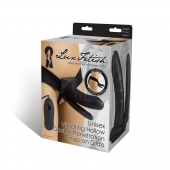 Полый страпон с двумя отростками и вибрацией Unisex Vibrating Hollow Strap-On Double Penetrating Dildo - 17,8 см. - Lux Fetish - купить с доставкой в Липецке