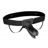 Полый страпон с двумя отростками и вибрацией Unisex Vibrating Hollow Strap-On Double Penetrating Dildo - 17,8 см. - Lux Fetish - купить с доставкой в Липецке