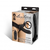 Чёрный полый страпон с вибрацией Unisex Vibrating Hollow Strap-On - 14 см. - Lux Fetish - купить с доставкой в Липецке