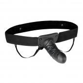 Чёрный полый страпон с вибрацией Unisex Vibrating Hollow Strap-On - 14 см. - Lux Fetish - купить с доставкой в Липецке