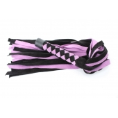 Черно-розовая плеть из замши - 58 см. - БДСМ Арсенал - купить с доставкой в Липецке