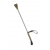 Черно-золотистый стек с хлопушкой из кожи - 62 см. - Sitabella - купить с доставкой в Липецке