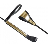 Черно-золотистый стек с хлопушкой из кожи - 62 см. - Sitabella - купить с доставкой в Липецке