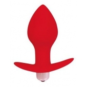 Красная коническая анальная вибровтулка с ограничителем - 8 см. - Bior toys