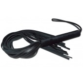 Чёрная кожаная плеть с жесткой ручкой - 63 см. - Sitabella - купить с доставкой в Липецке