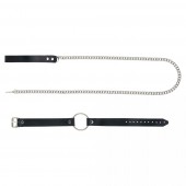 Черный поводок и чокер с кольцом Rada - Rebelts - купить с доставкой в Липецке