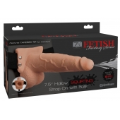 Телесный полый страпон с имитацией эякуляции 7.5  Hollow Squirting Strap-On with Balls Flesh - 21,6 см. - Pipedream - купить с доставкой в Липецке
