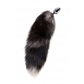 Серебристая металлическая анальная втулка с хвостом чернобурой лисы - размер S - ToyFa - купить с доставкой в Липецке