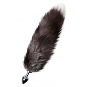 Серебристая металлическая анальная втулка с хвостом чернобурой лисы - размер S - ToyFa - купить с доставкой в Липецке