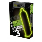 Презервативы DOMINO Neon Green со светящимся в темноте кончиком - 3 шт. - Domino - купить с доставкой в Липецке