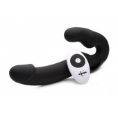 Черный безремневой страпон Urge Silicone Strap On с пультом ДУ - 24 см. - XR Brands - купить с доставкой в Липецке