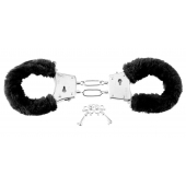 Меховые чёрные наручники Beginner s Furry Cuffs - Pipedream - купить с доставкой в Липецке