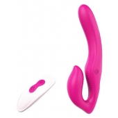 Ярко-розовый безремневой страпон REMOTE DOUBLE DIPPER - 22 см. - Dream Toys - купить с доставкой в Липецке