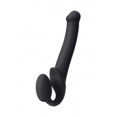 Черный безремневой страпон Silicone Bendable Strap-On M - Strap-on-me - купить с доставкой в Липецке