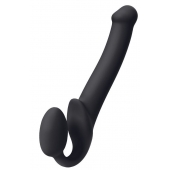 Черный безремневой страпон Silicone Bendable Strap-On M - Strap-on-me - купить с доставкой в Липецке