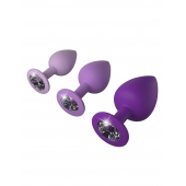 Набор из 3 фиолетовых анальных пробок со стразами Little Gems Trainer Set - Pipedream - купить с доставкой в Липецке