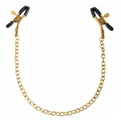 Чёрные с золотом зажимы на соски Gold Chain Nipple Clamps - Pipedream - купить с доставкой в Липецке