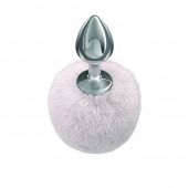 Серебристая анальная пробка с белым пушистым хвостиком Twinkle - Lola Games - купить с доставкой в Липецке