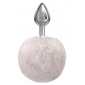 Серебристая анальная пробка с белым пушистым хвостиком Twinkle - Lola Games - купить с доставкой в Липецке