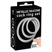 Набор из 3 эрекционных колец под металл Metallic Silicone Cock Ring Set - Orion - в Липецке купить с доставкой