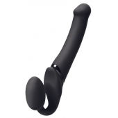 Черный безремневой вибрострапон Silicone Bendable Strap-On M - Strap-on-me - купить с доставкой в Липецке