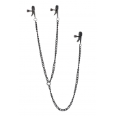 Черные зажимы на соски и клитор на цепочке DELUXE NIPPLE   CLIT CLAMPS - Dream Toys - купить с доставкой в Липецке
