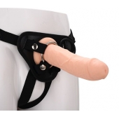 Черные трусики с телесной насадкой STRAP ON REAL DILDO - 21 см. - Dream Toys - купить с доставкой в Липецке