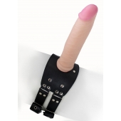Черный узкий пояс на бедро с телесной насадкой - LOVETOY (А-Полимер) - купить с доставкой в Липецке