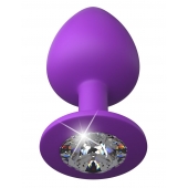 Фиолетовая анальная пробка со стразом Her Little Gem Large Plug - 9,5 см. - Pipedream - купить с доставкой в Липецке
