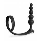 Черная анальная цепочка с эрекционным кольцом Ass-gasm Cockring Anal Beads - Pipedream - в Липецке купить с доставкой