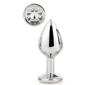 Серебристая анальная втулка с прозрачным кристаллом - 7,1 см. - Dream Toys - купить с доставкой в Липецке