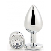 Серебристая анальная втулка с прозрачным кристаллом - 7,1 см. - Dream Toys - купить с доставкой в Липецке