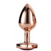 Золотистая анальная втулка с кристаллом-сердечком розового цвета - 7,1 см. - Dream Toys - купить с доставкой в Липецке