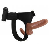 Страпон с вагинальной пробкой и вибрацией Ultra Passionate Harness - 16 см. - Baile - купить с доставкой в Липецке