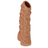Телесная насадка с венками и открытой головкой Nude Sleeve L - 14 см. - KOKOS - в Липецке купить с доставкой