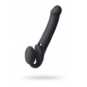 Черный безремневой вибрострапон Vibrating Bendable Strap-On L - Strap-on-me - купить с доставкой в Липецке