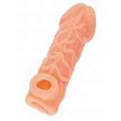 Телесная закрытая насадка с венками Cock Sleeve Size S - 13,8 см. - KOKOS - в Липецке купить с доставкой