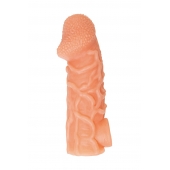 Телесная закрытая насадка с венками Cock Sleeve Size M - 15,6 см. - KOKOS - в Липецке купить с доставкой