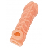 Телесная закрытая насадка с венками Cock Sleeve Size M - 15,6 см. - KOKOS - в Липецке купить с доставкой
