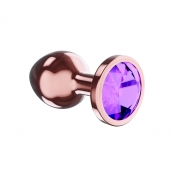 Пробка цвета розового золота с фиолетовым кристаллом Diamond Amethyst Shine S - 7,2 см. - Lola Games - купить с доставкой в Липецке