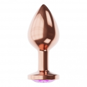 Пробка цвета розового золота с фиолетовым кристаллом Diamond Amethyst Shine S - 7,2 см. - Lola Games - купить с доставкой в Липецке