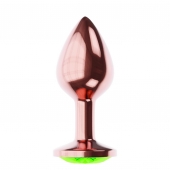 Пробка цвета розового золота с лаймовым кристаллом Diamond Emerald Shine S - 7,2 см. - Lola Games - купить с доставкой в Липецке