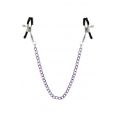 Зажимы для сосков с фиолетовой цепочкой Sweet Caress Nipple Chain - Sweet Caress - купить с доставкой в Липецке