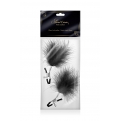 Зажимы на соски с черными пуховыми кисточками Sweet Caress Feather Nipple Clumps - Sweet Caress - купить с доставкой в Липецке