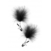 Зажимы на соски с черными пуховыми кисточками Sweet Caress Feather Nipple Clumps - Sweet Caress - купить с доставкой в Липецке