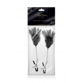 Зажимы для сосков с черными перьями Sweet Caress Feather Nipple Clumps - Sweet Caress - купить с доставкой в Липецке