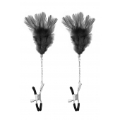 Зажимы для сосков с черными перьями Sweet Caress Feather Nipple Clumps - Sweet Caress - купить с доставкой в Липецке