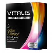 Цветные ароматизированные презервативы VITALIS PREMIUM color   flavor - 3 шт. - Vitalis - купить с доставкой в Липецке